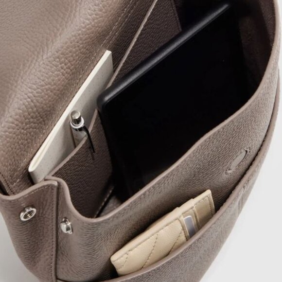 Used Quince Italian Leather Small Backpack Color Mink, Taupe Leather Backpack - Picture 15 of 15